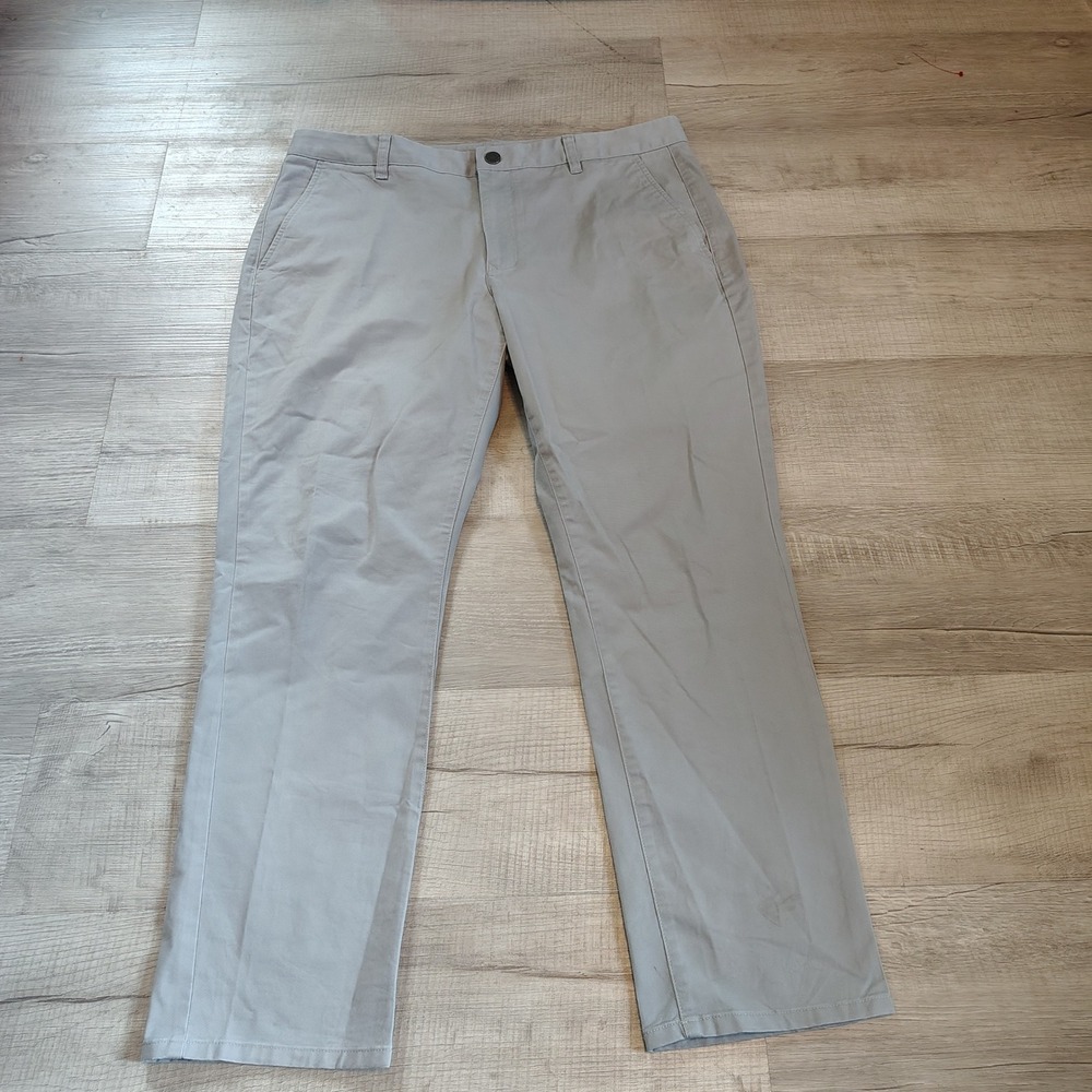 Bonobos Mens Tailored Fit Chino Pants Light Gray Size 36x28 Casual Trousers